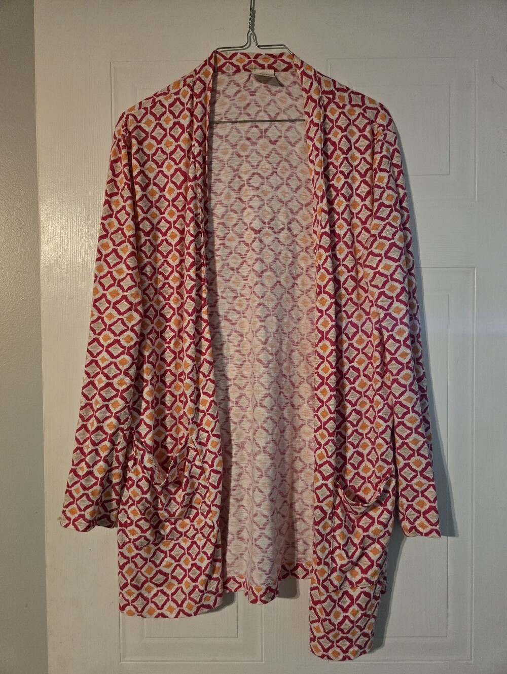Cielo Open-Front Geometric Cardigan - Pink & Yellow